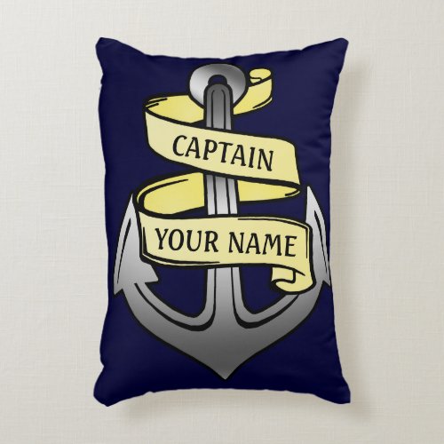 Customizable Ship Captain Your Name Anchor Decorative Pillow