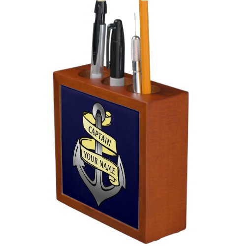 Customizable Ship Captain Your Name Anchor Desk Organizer