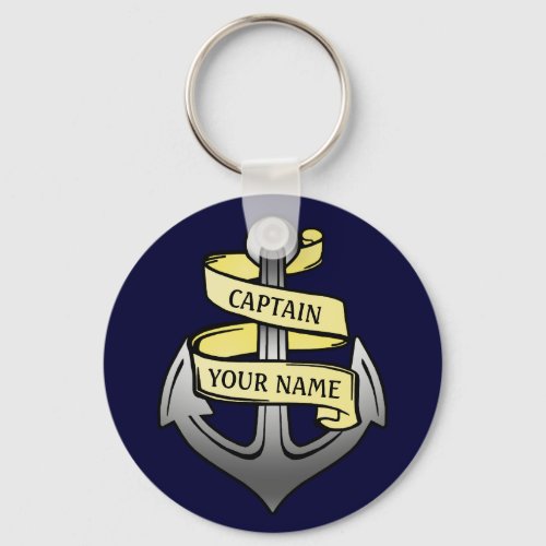 Customizable Ship Captain Your Name Anchor Keychain