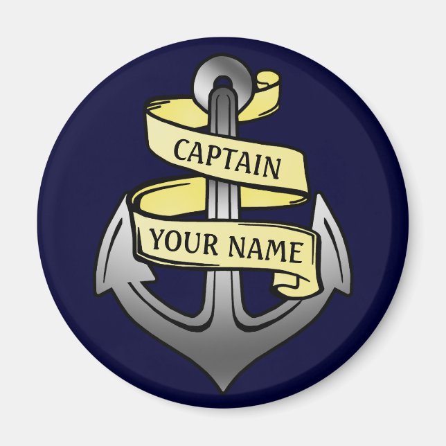 Customizable Ship Captain Your Name Anchor Magnet (Front)