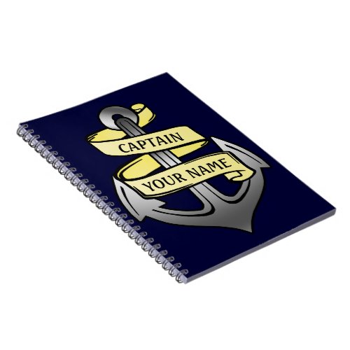 Customizable Ship Captain Your Name Anchor Notebook