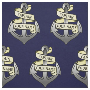 Customizable Ship Captain Your Name Anchor Novelty Fabric
