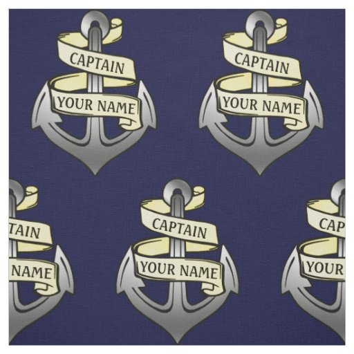 Customizable Ship Captain Your Name Anchor Novelty Fabric