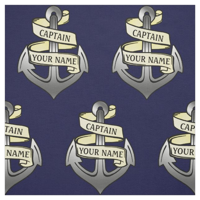 Customizable Ship Captain Your Name Anchor Novelty Fabric (Swatch)