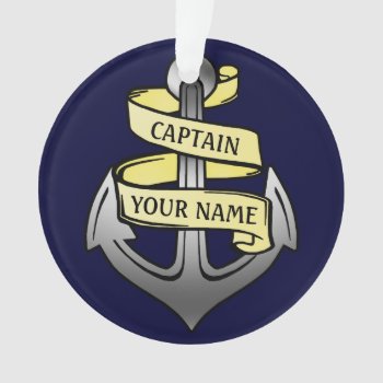 Customizable Ship Captain Your Name Anchor Ornament by LaborAndLeisure at Zazzle