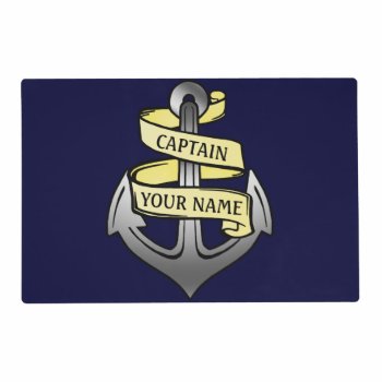 Customizable Ship Captain Your Name Anchor Placemat by LaborAndLeisure at Zazzle