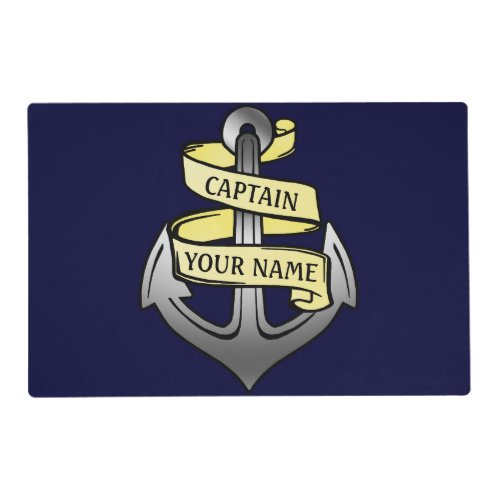 Customizable Ship Captain Your Name Anchor Placemat