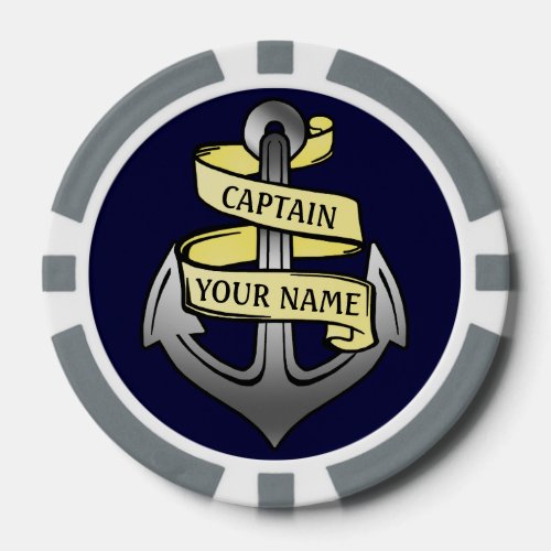 Customizable Ship Captain Your Name Anchor Poker Chips