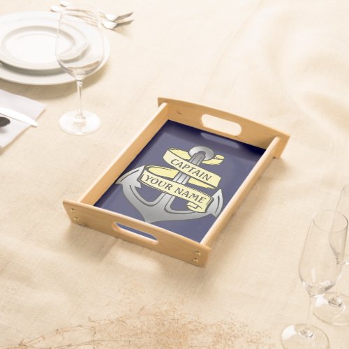 Customizable Ship Captain Your Name Anchor Serving Tray