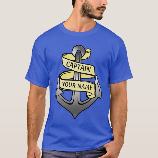 Customizable Ship Captain Your Name Anchor T-Shirt (Front)