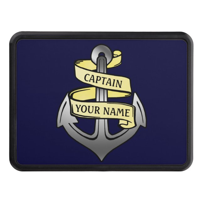 Customizable Ship Captain Your Name Anchor Tow Hitch Cover (Front)