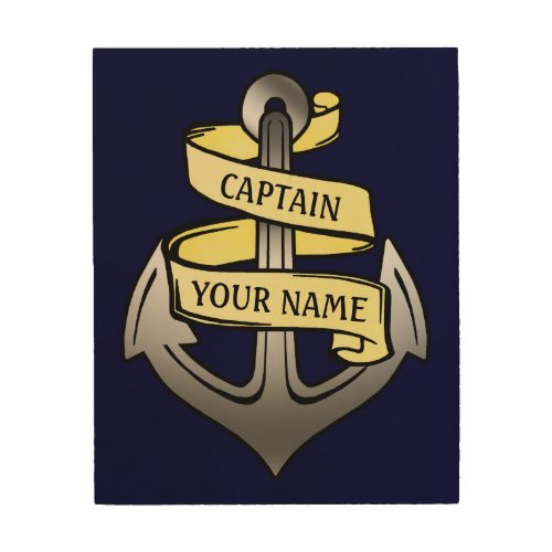 Customizable Ship Captain Your Name Anchor Wood Wall Art