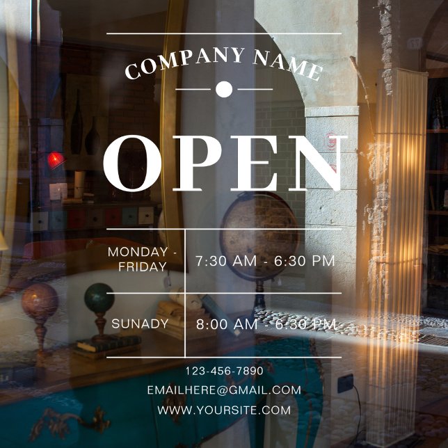 Customizable Shop Name And Business Opening Hours Window Cling (Creator Uploaded)