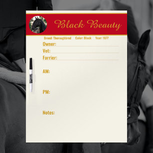 Customizable Show Red + Gold Horse Photo Stall Dry Erase Board