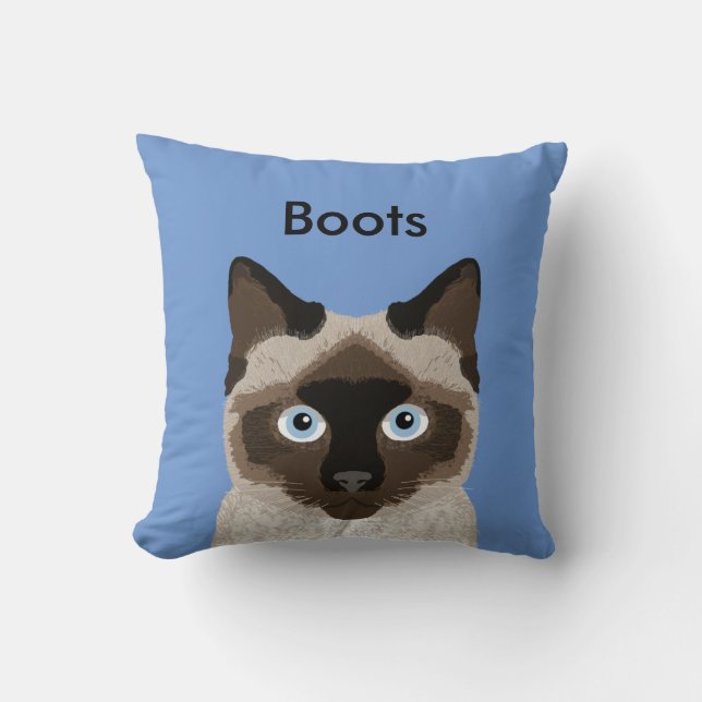 Customizable Siamese Cat Pillow - Cute Cat Pillow (Front)