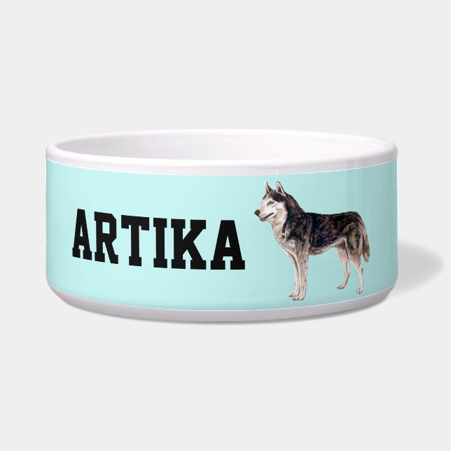 Customizable Siberian Husky Dog Bowl (Front)