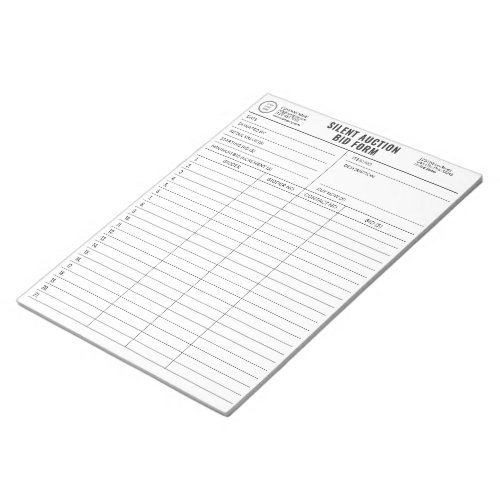 Customizable Silent Auction Bid Tear_Away Sheets Notepad