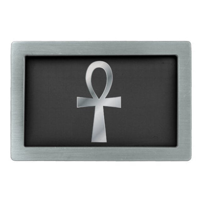 Customizable Silver Ankh Belt Buckle (Front)