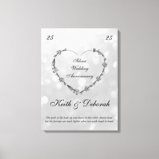 Customizable Silver Anniversary Canvas Print (Front)