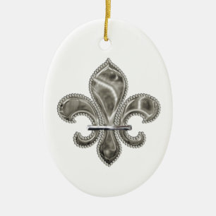 Customizable Silver Fleur de Lys Ornament