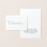 [ Thumbnail: Customizable Silver Foil "Thanks!" Card ]