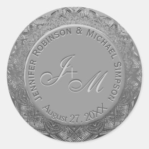 Customizable Silver Monogram Wedding Seal
