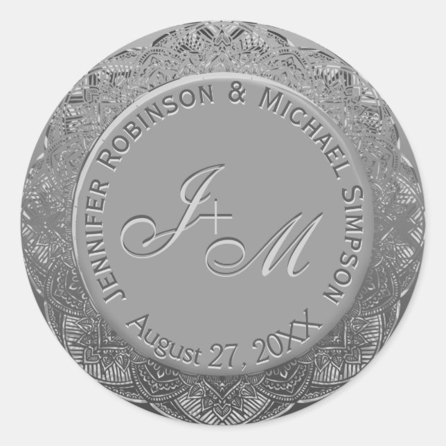 Customizable Silver Monogram Wedding Seal (Front)