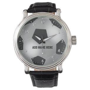 Customizable Silver Soccer Ball Watch