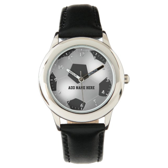 Customizable Silver Soccer Ball Watch (Front)