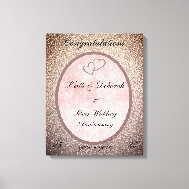 Customizable Silver Wedding Anniversary Canvas Print (Front)