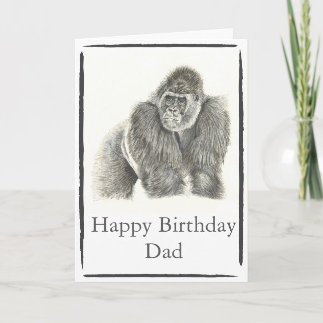 Customizable Silverback Gorilla Watercolour Card  (Front)