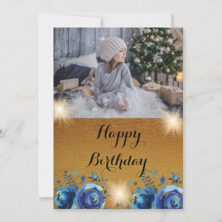 Customizable Simple Golden happy birthday card