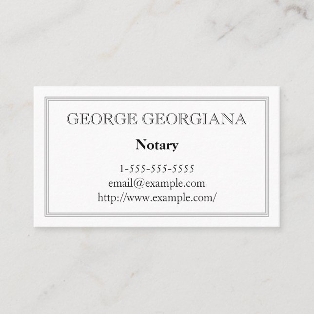 Customizable & Simple Notary Business Card (Front)