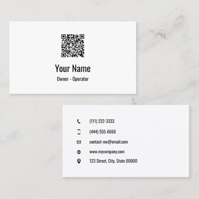 Customizable simple QR code light Business Card (Front/Back)