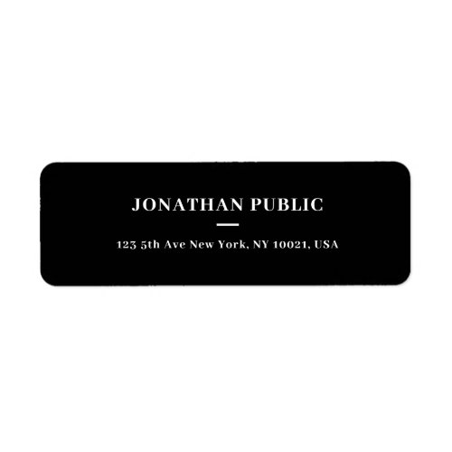 Customizable Simple Template Black Return Address Label