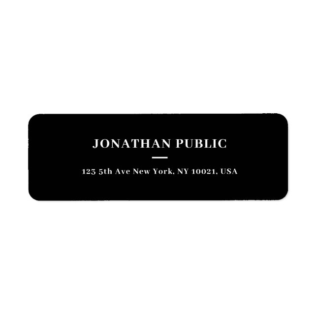 Customizable Simple Template Black Return Address Label (Front)