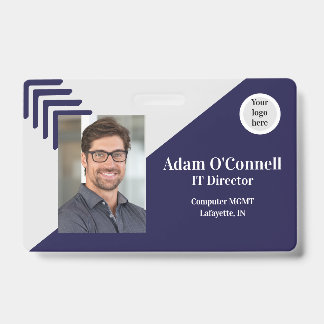 Customizable Simple Unique Design Blue Business ID Badge