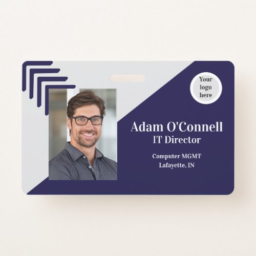 Customizable Simple Unique Design Blue Business ID Badge