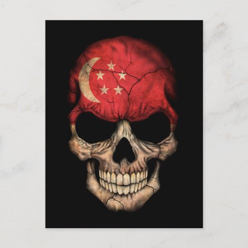 Customizable Singapore Flag Skull Postcard