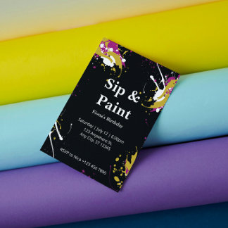 Customizable Sip and Paint Party Invitation