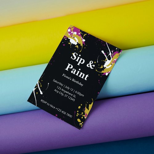 Customizable Sip and Paint Party Invitation