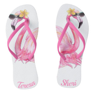 Customizable Sister Flamingo Flip Flops