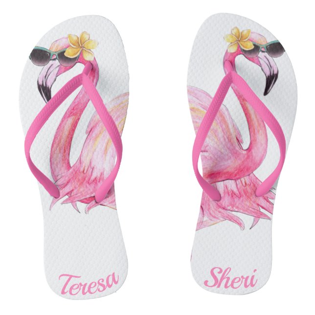 Customizable Sister Flamingo Flip Flops (Footbed)
