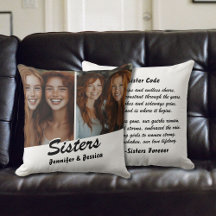 Customizable Sisters Photo and Poem Throw Pillow