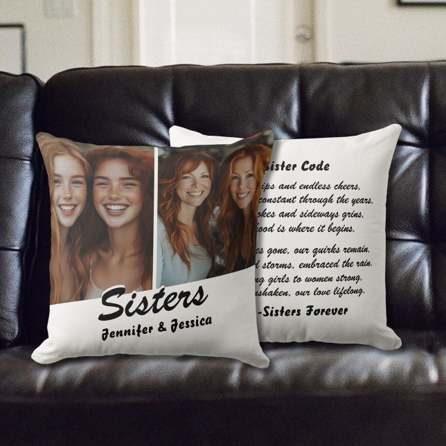 Customizable Sisters Photo and Poem Throw Pillow (Creator Uploaded)