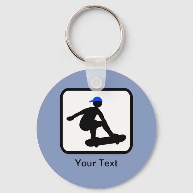 Customizable Skater on Skateboard Logo Keychain (Front)