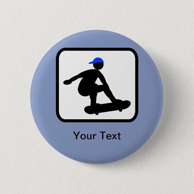 Customizable Skater on Skateboard Logo Pinback Button (Front)