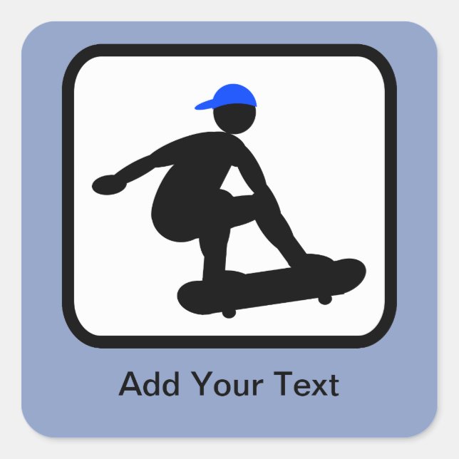Customizable Skater on Skateboard Logo Square Sticker (Front)