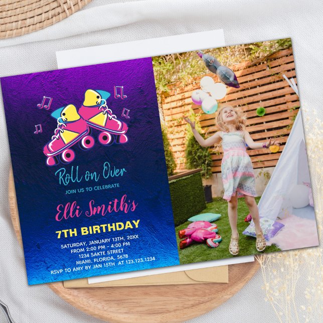 Customizable Skating Party Invitations for Kids (Roller On Over Skating Birthday Invitations photo)