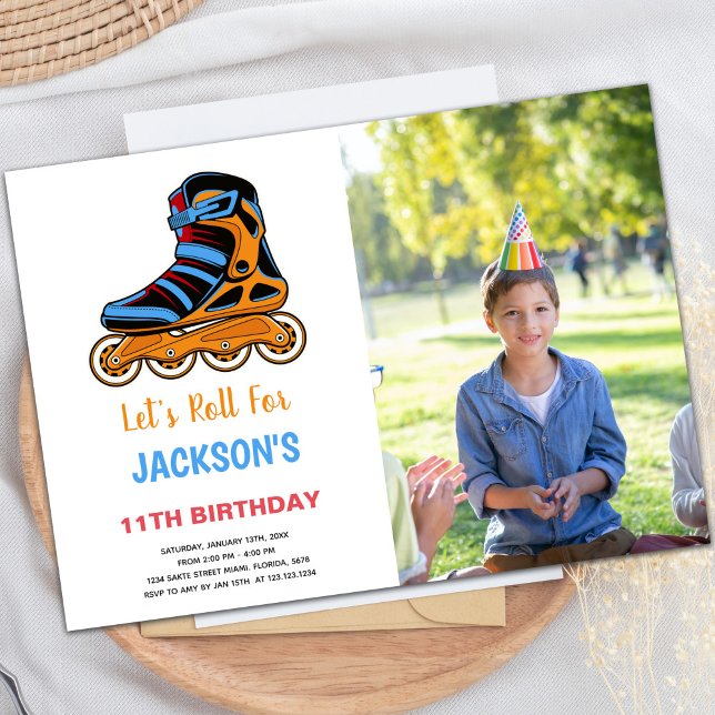 Customizable Skating Party Invitations for Kids (Roller Skating Birthday Invitations with photo)